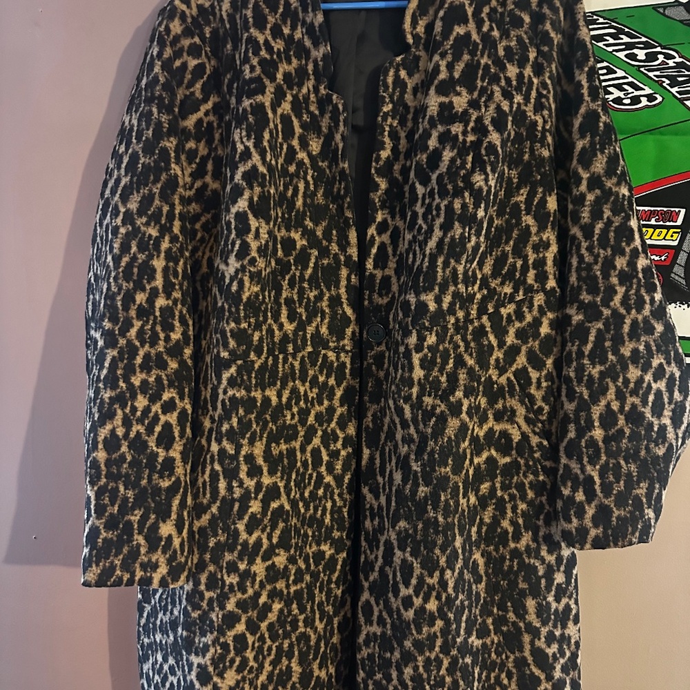Torrid plus size 3 (3x) leopard wool blend coat with satin lining